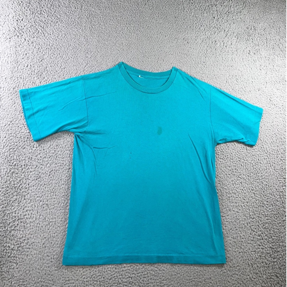 Vintage 90s Blank T Shirt L Single Stitch Boxy Fit Thrashed Stained Retro Grunge